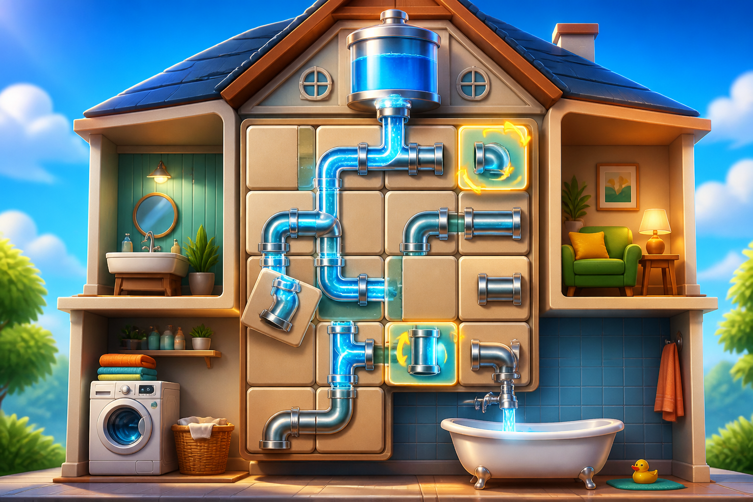 Home Pipe Water Puzzle